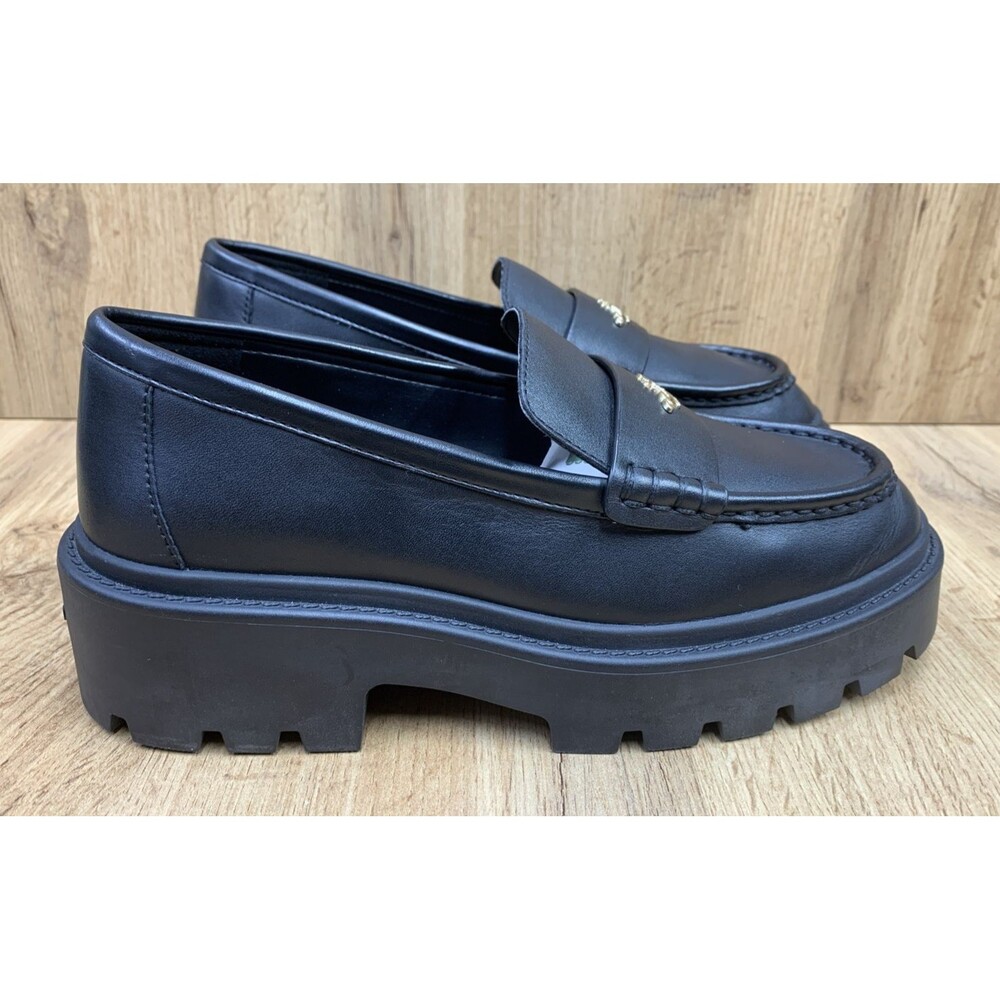 Coach Women's Lucy Leather 2" Chunky Heel Platform Loafers CCH95 Black Size 8B - Picture 2 of 12